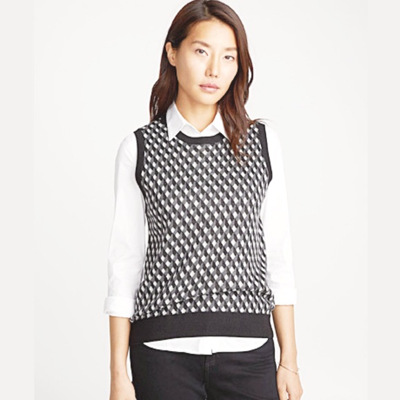 Simons Contemporaine Geo Mosaic Vest, Wool Blend, Grey and Black, Size Medium - Picture 6 of 6
